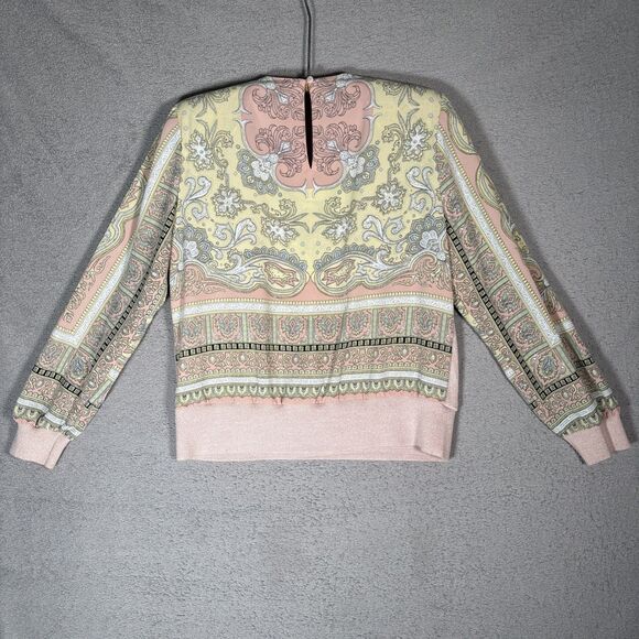 Philippe Marques Petite Women’s Size 8 Mixed Media Sweater Blush Pink Boho Retro - Picture 13 of 16